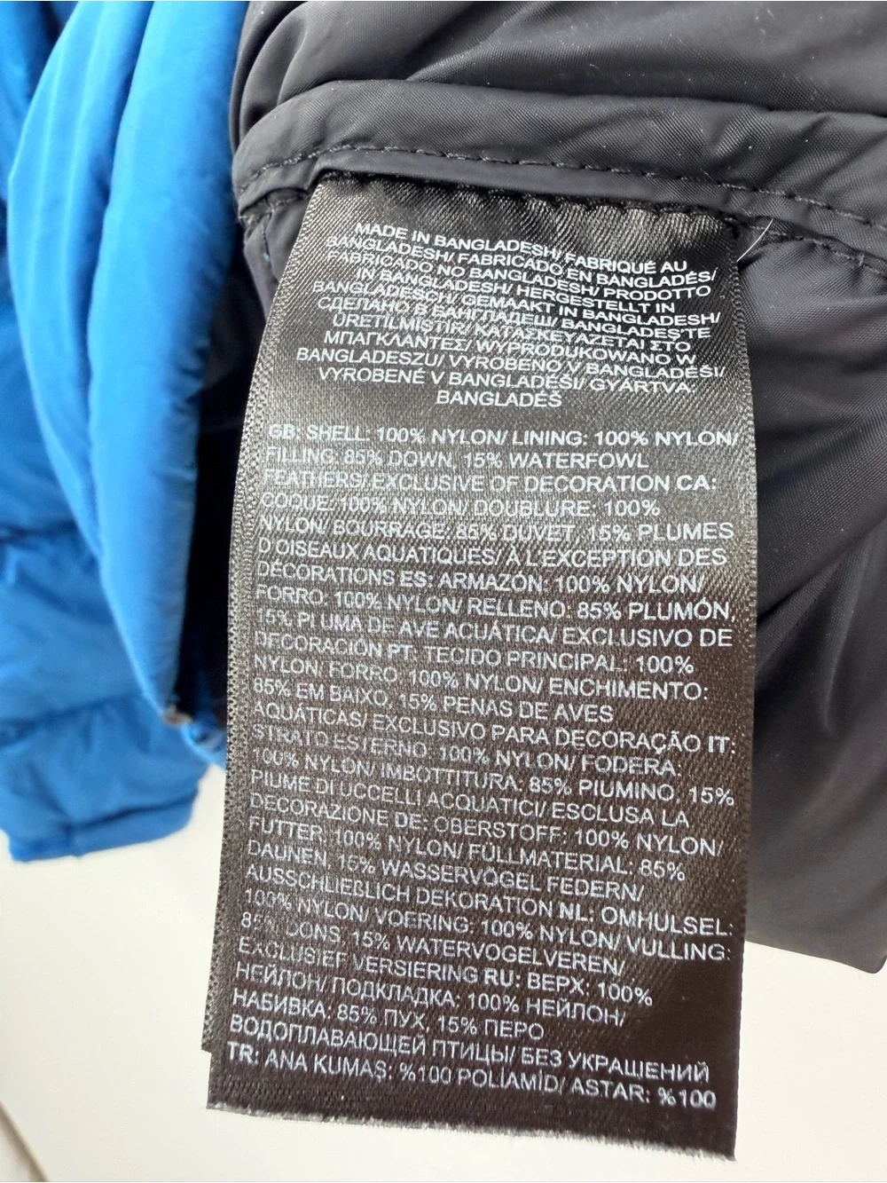 The North Face 1996 Retro Nuptse Puffer Down Jacket Blue 700 Fill Mens XL FLAW
